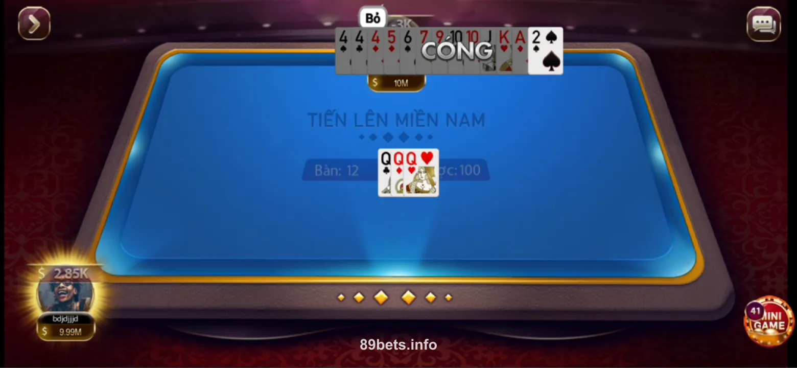 Giao diện chính của ứng dụng 89bet